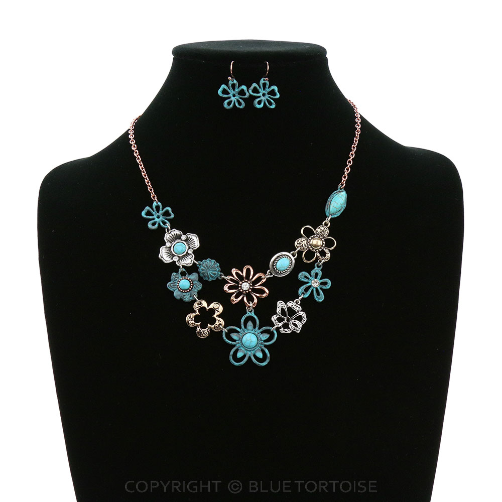 Fashion Flower Statement Necklace Set - Image 2