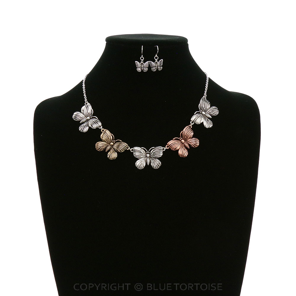 Fashion Butterfly Statement Necklace Set - Image 2