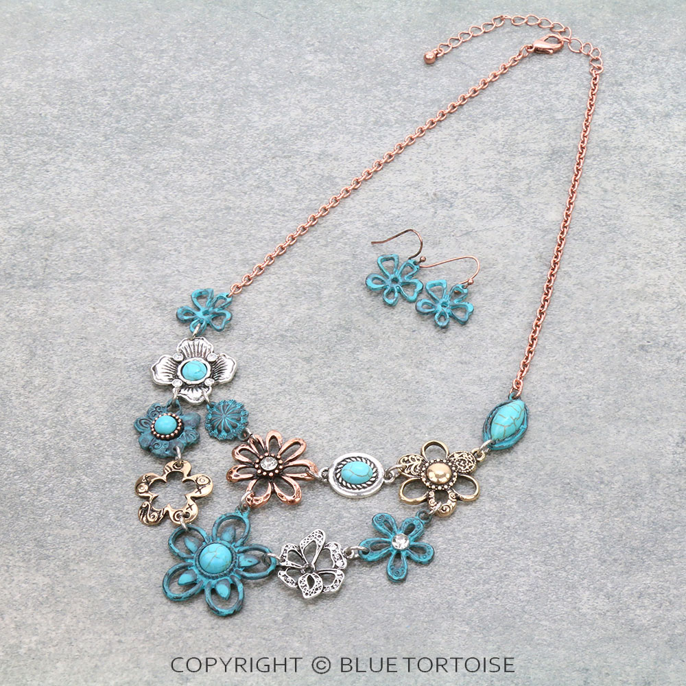 Fashion Flower Statement Necklace Set