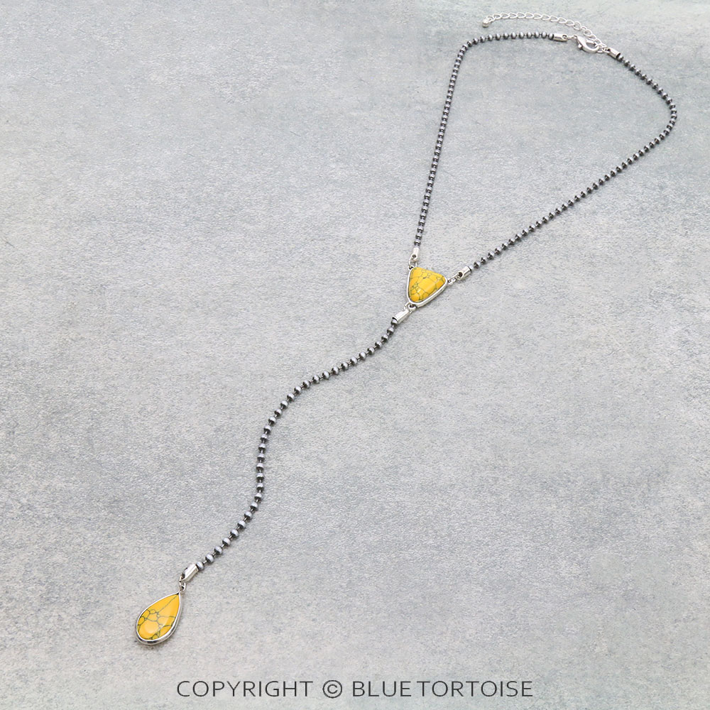 Stone with Ball Chain Y Necklace
