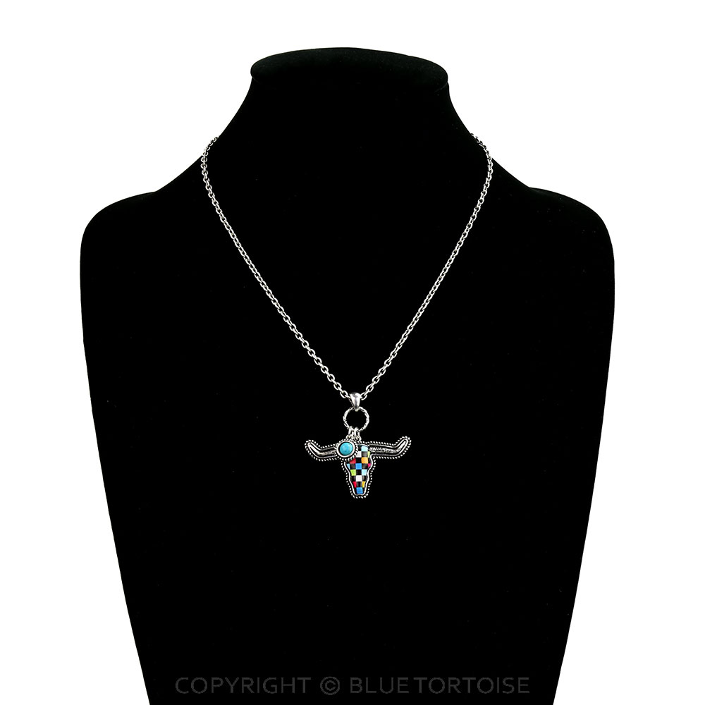 Western Steer Head Print Necklace - Image 2