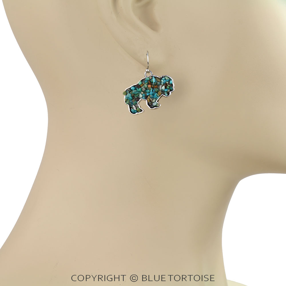 Western Buffalo Chip Stone Dangle Earrings - Image 2