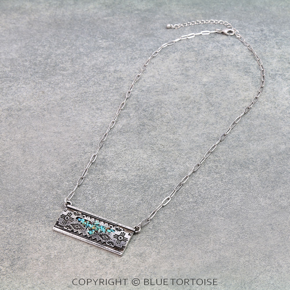 Western Thunderbird Chip Stone Bar Necklace