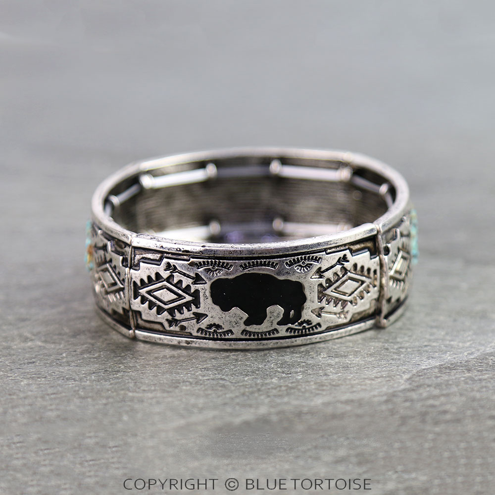 Western Buffalo Chip Stone Stretch Bracelet - Image 2
