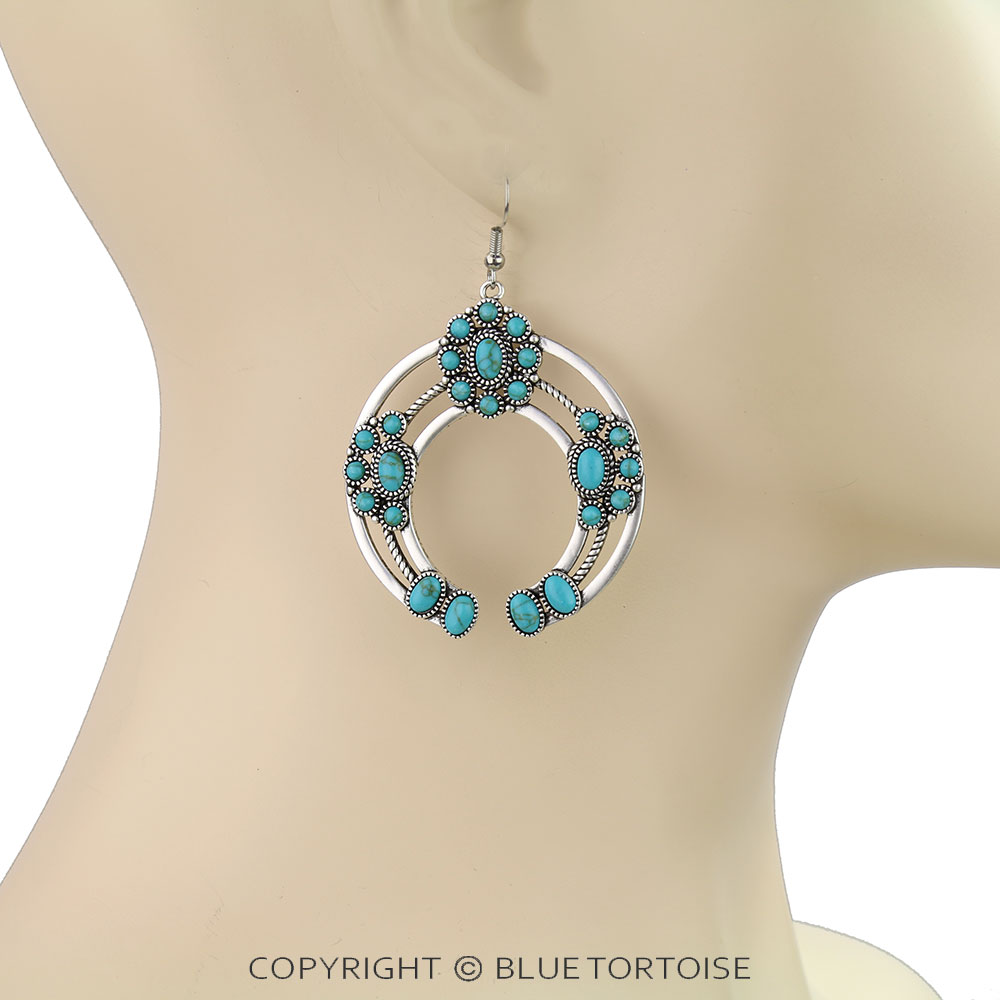 Superior Western Squash Blossom Concho Dangle Earrings - Image 2