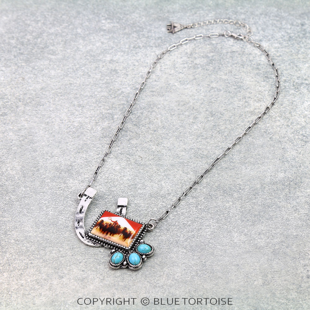 Western Portrait Horseshoe Necklace