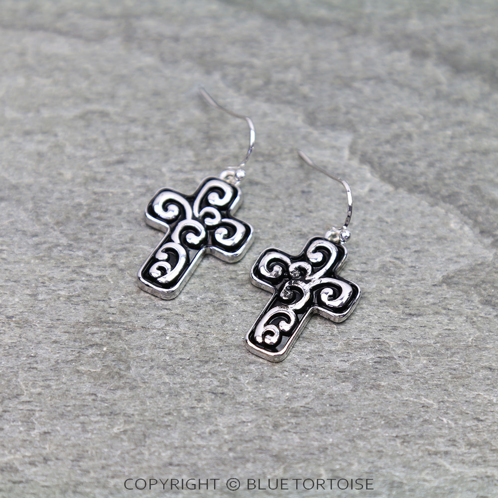 Tailored Cross Dangle Earrings