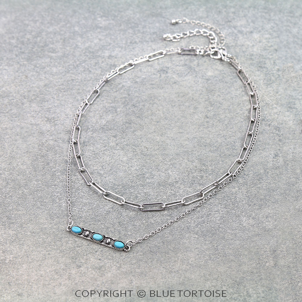 2 Row Western Style Bar Chain Necklace