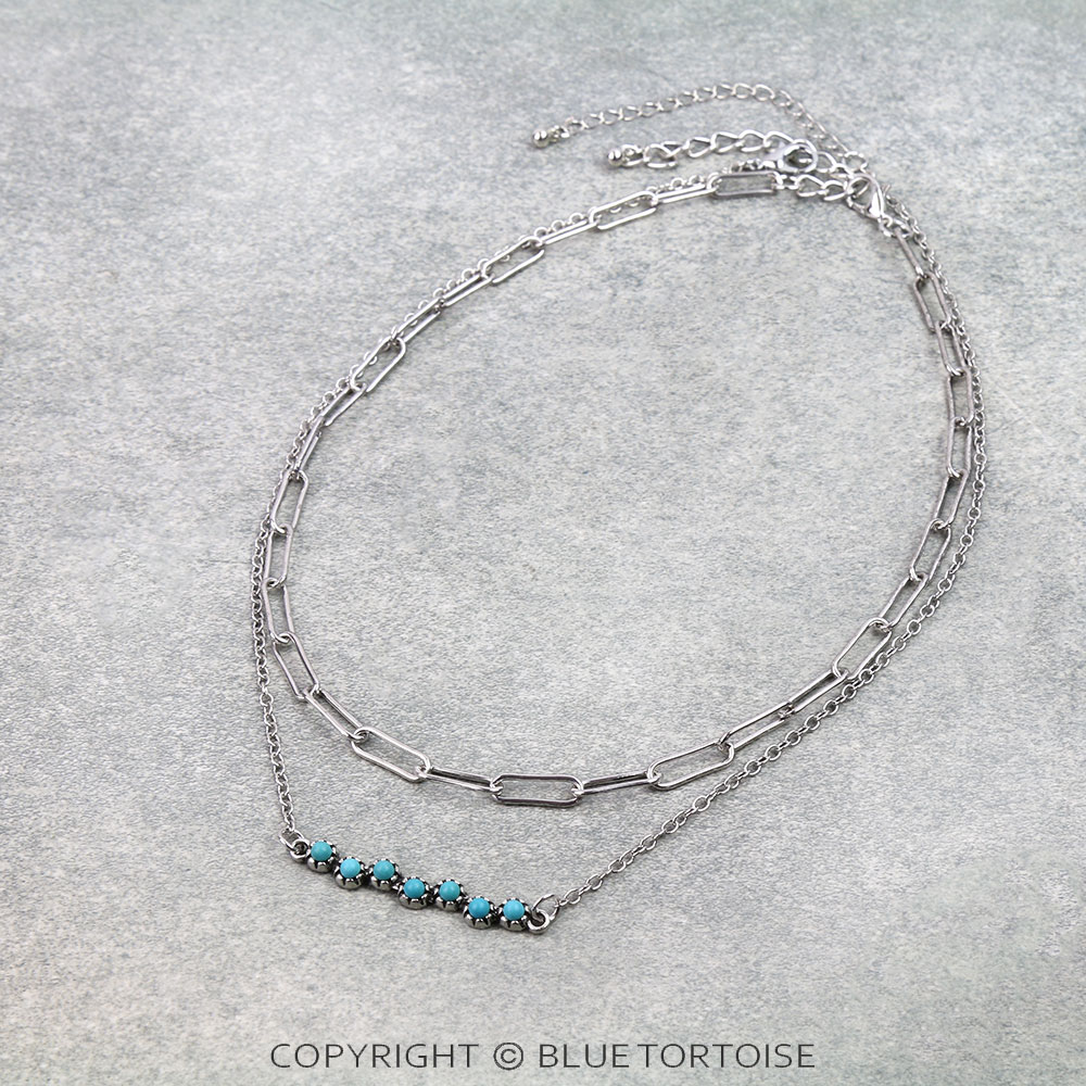 2 Row Western Style Bar Chain Necklace