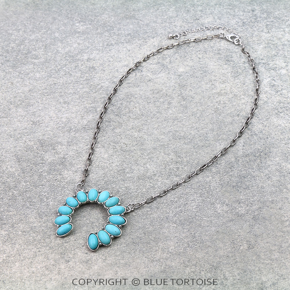Western Squash Blossom Stone Necklace