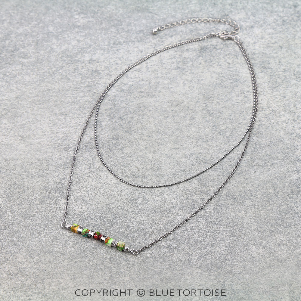 2 Row Western Style Bead Bar Necklace