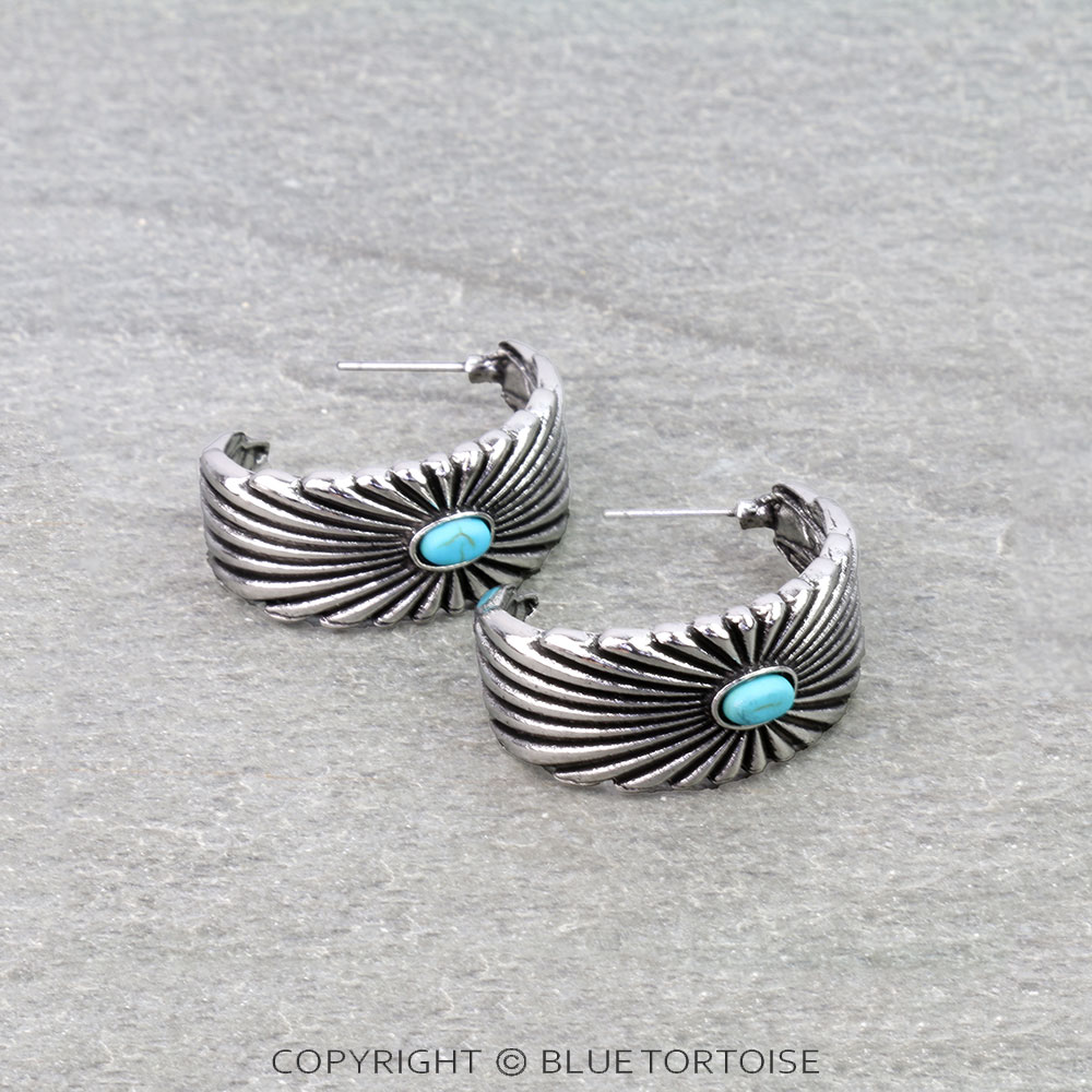 1⅛" Western Concho Hoop Earrings