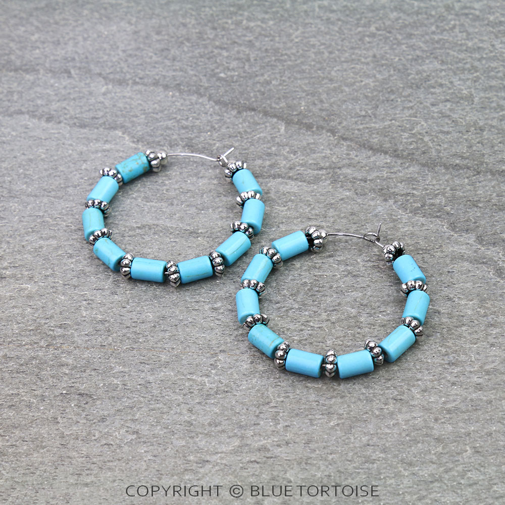 1.75" Western TQS Bead Hoop Earrings