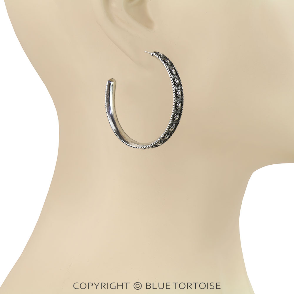 1⅞" Western Concho Hoop Earrings - Image 2