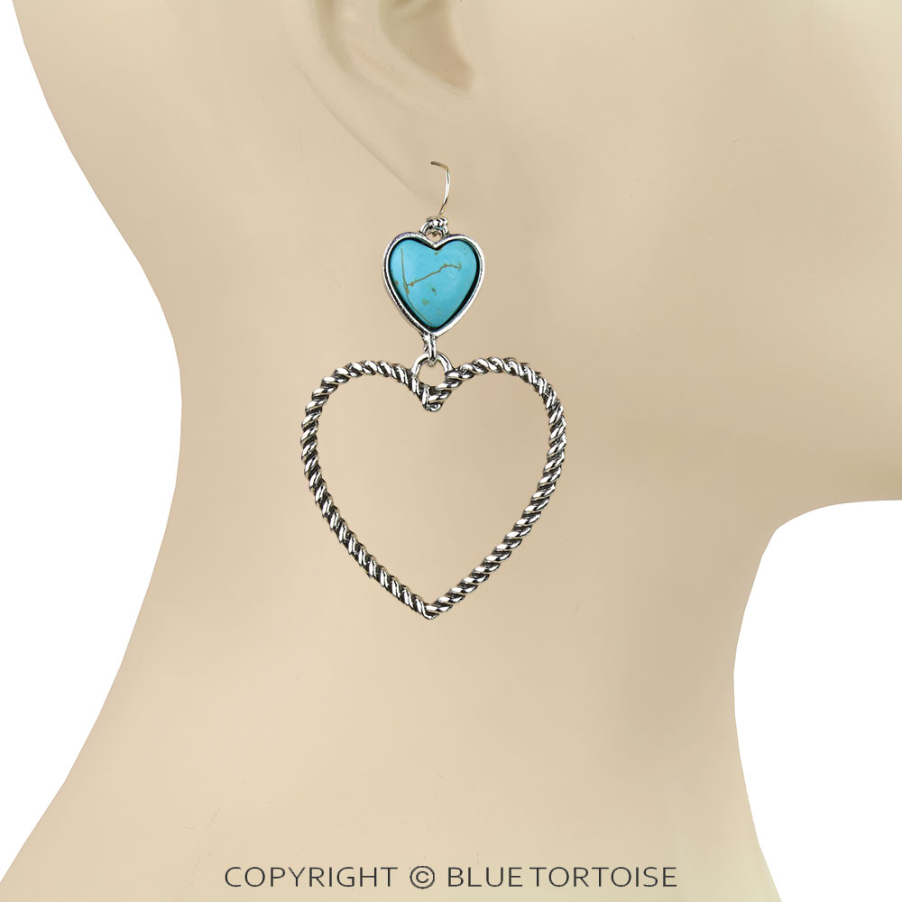 Heart Stone Dangle Earrings - Image 2