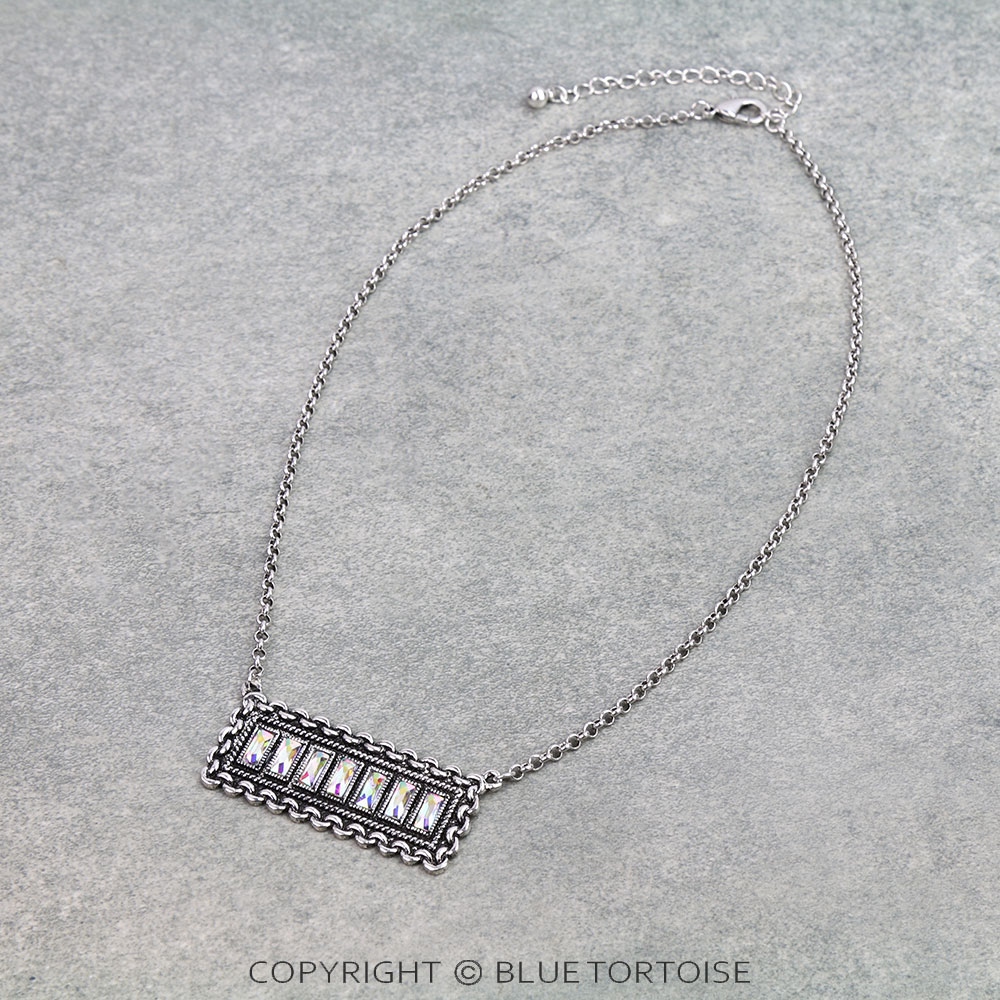 Wester Bar Stone Chain Necklace
