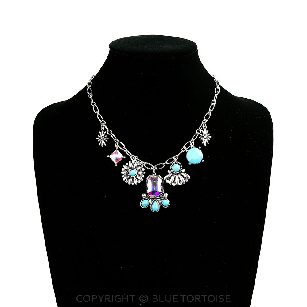 Western Stone Multi Charm Necklace - Image 2
