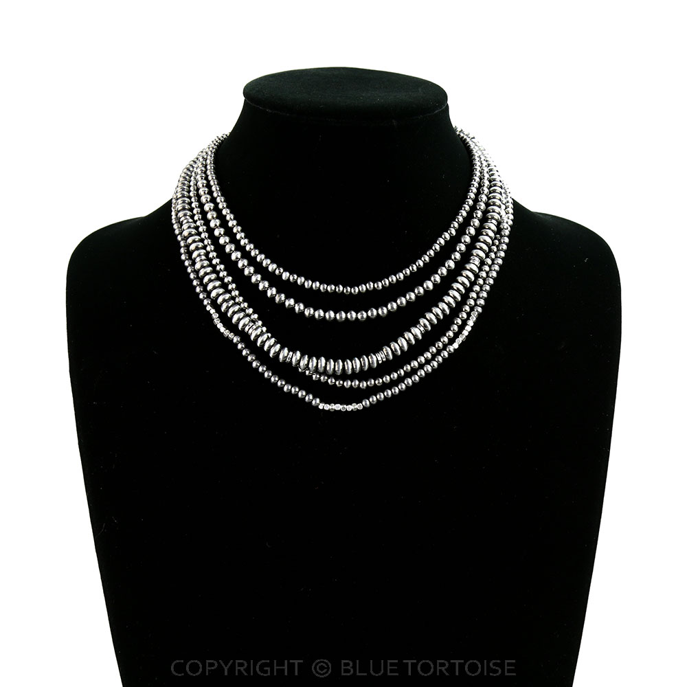 Navajo Style Pearl 5 Row Necklace - Image 2