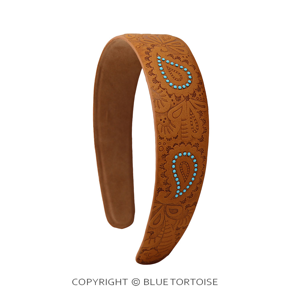 Western Paisley Etched PU Leather Headband - Image 2