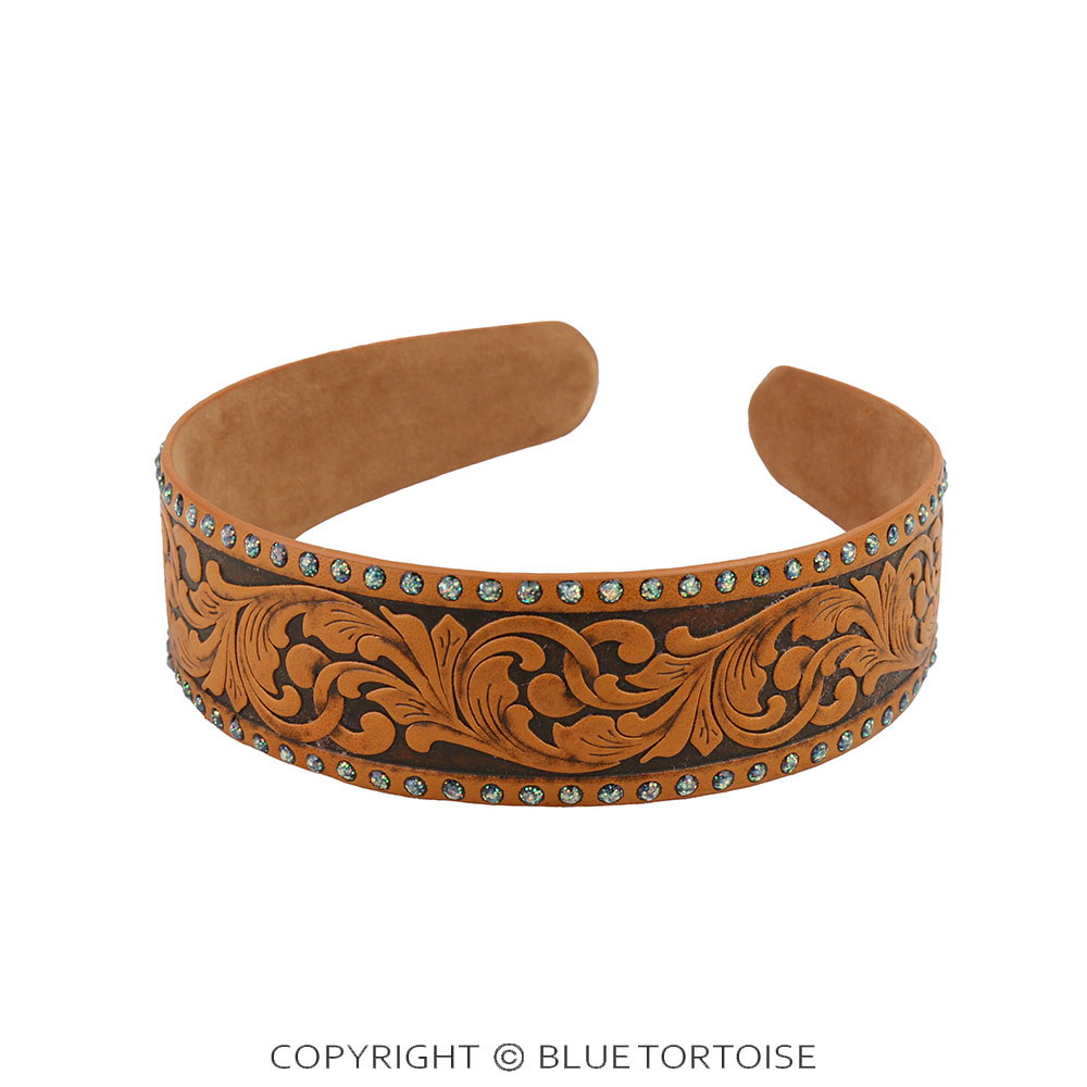 Western Etched PU Leather Headband