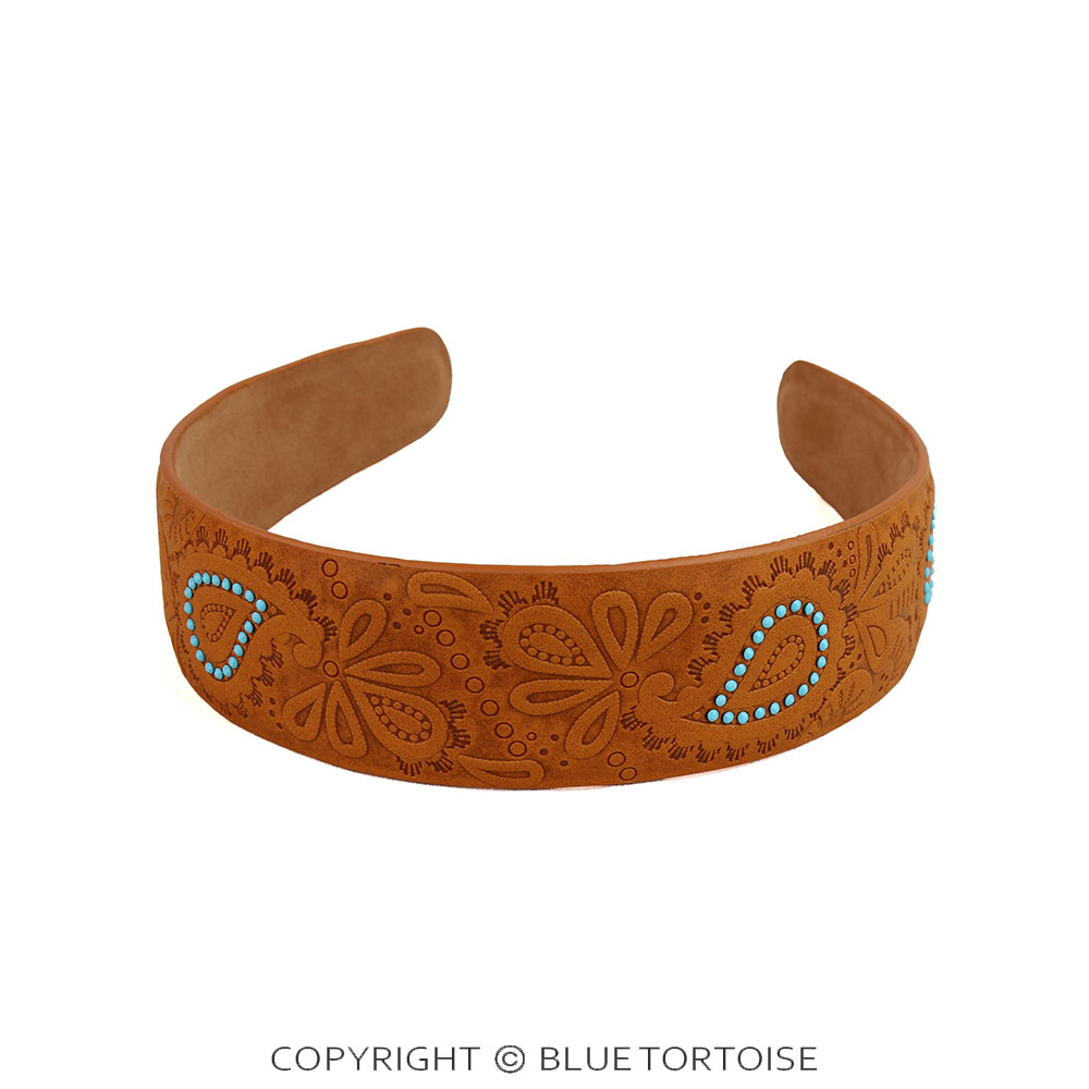 Western Paisley Etched PU Leather Headband