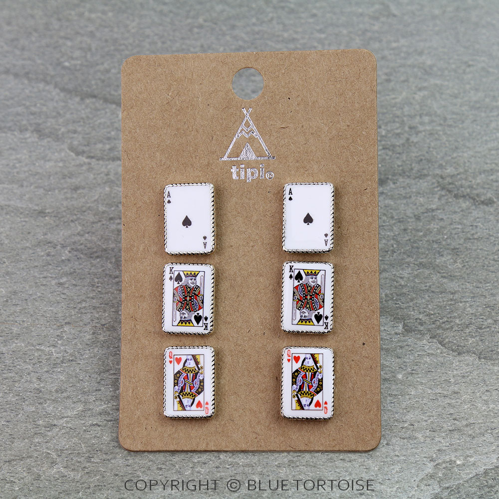 3 Pair Casino Poker Earring Set