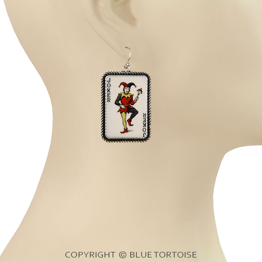 Western Vintage Joker Card Dangle Earrings - Image 2