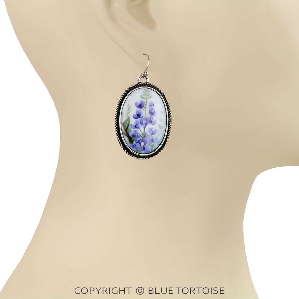 Western Flower Portrait Dangle Earrings - Image 2
