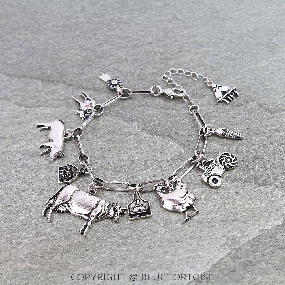 Western Farm Theme Charm Link Bracelet