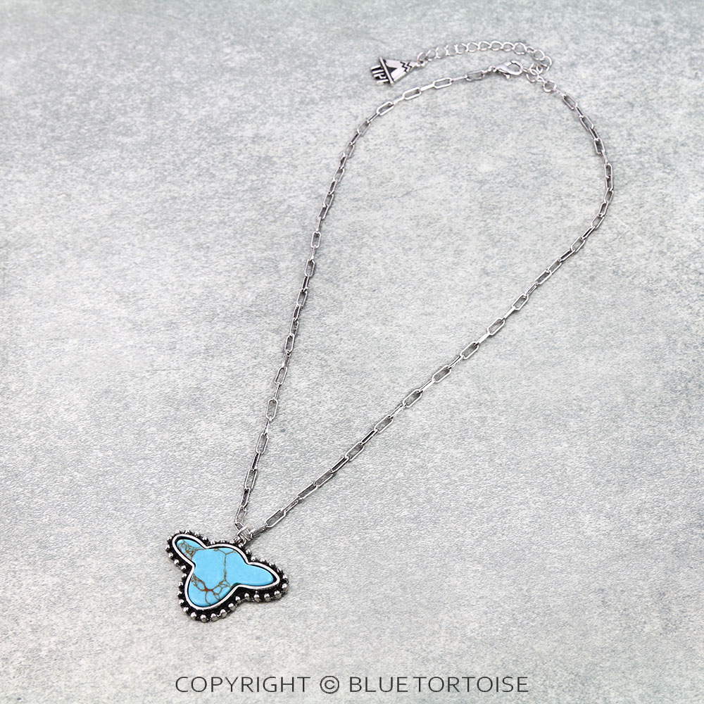 Western Cow Head Stone Necklace