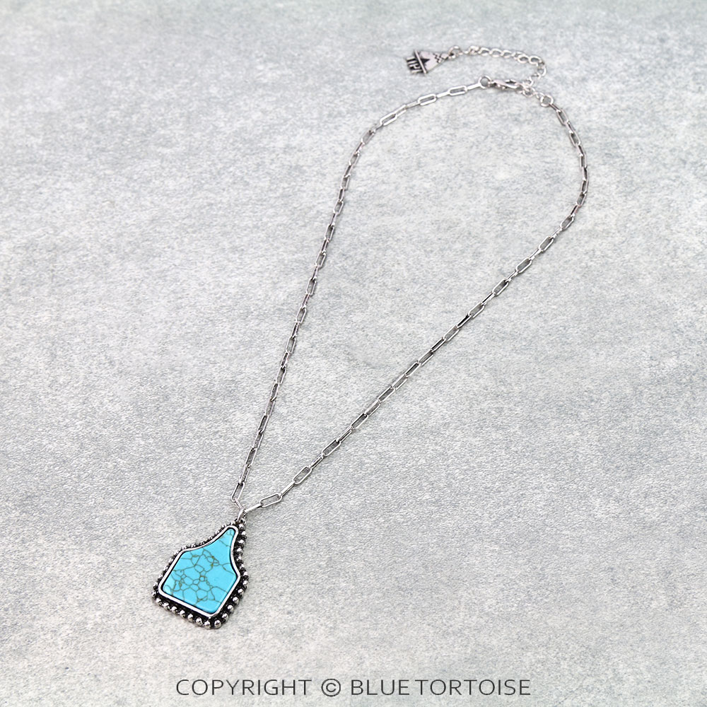 Western Ear Tag Stone Necklace