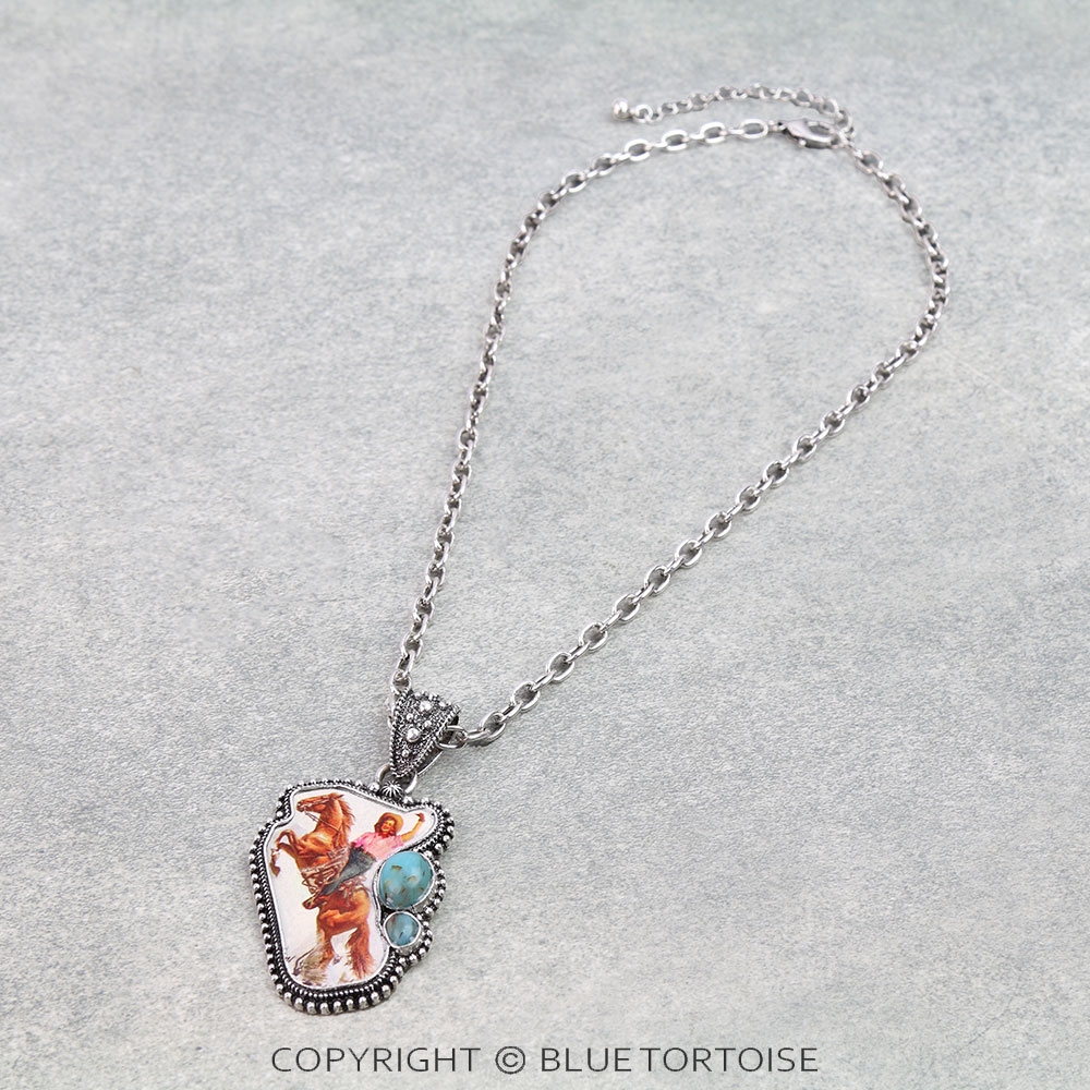 Western Cowgirl Print Necklace