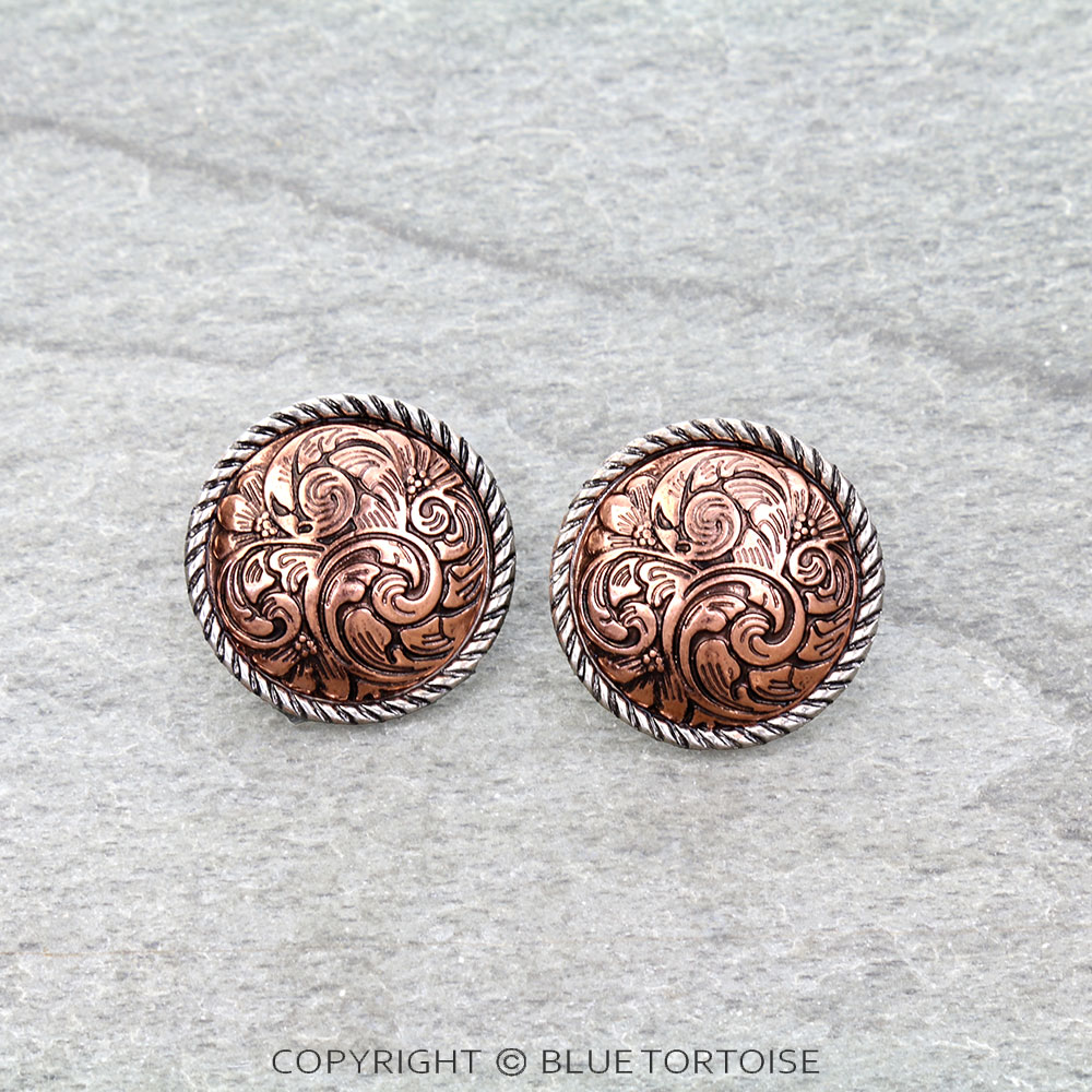 Western Rope TXR Filigree Round Stud Earrings