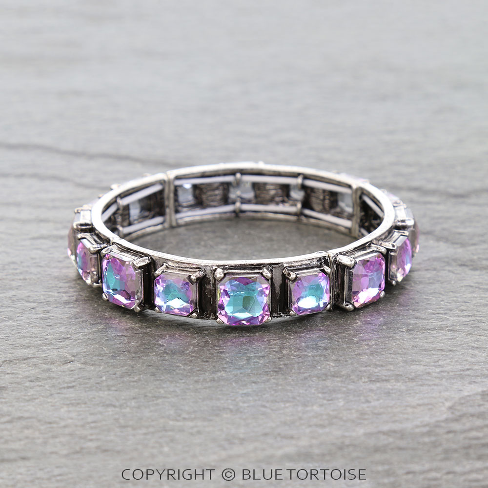 Western Square Rhinestone Stretch Bracelet