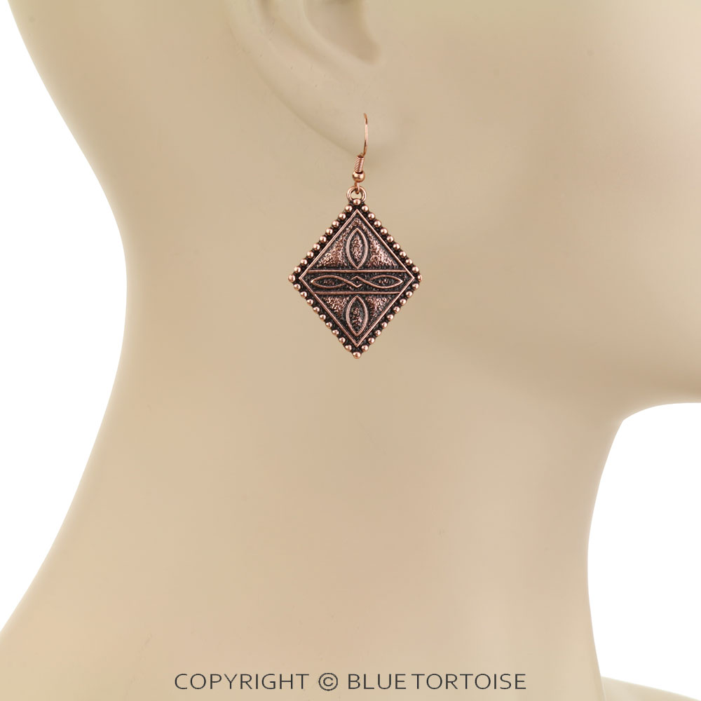 Western Boot Stitch Diamond Dangle Earrings - Image 2