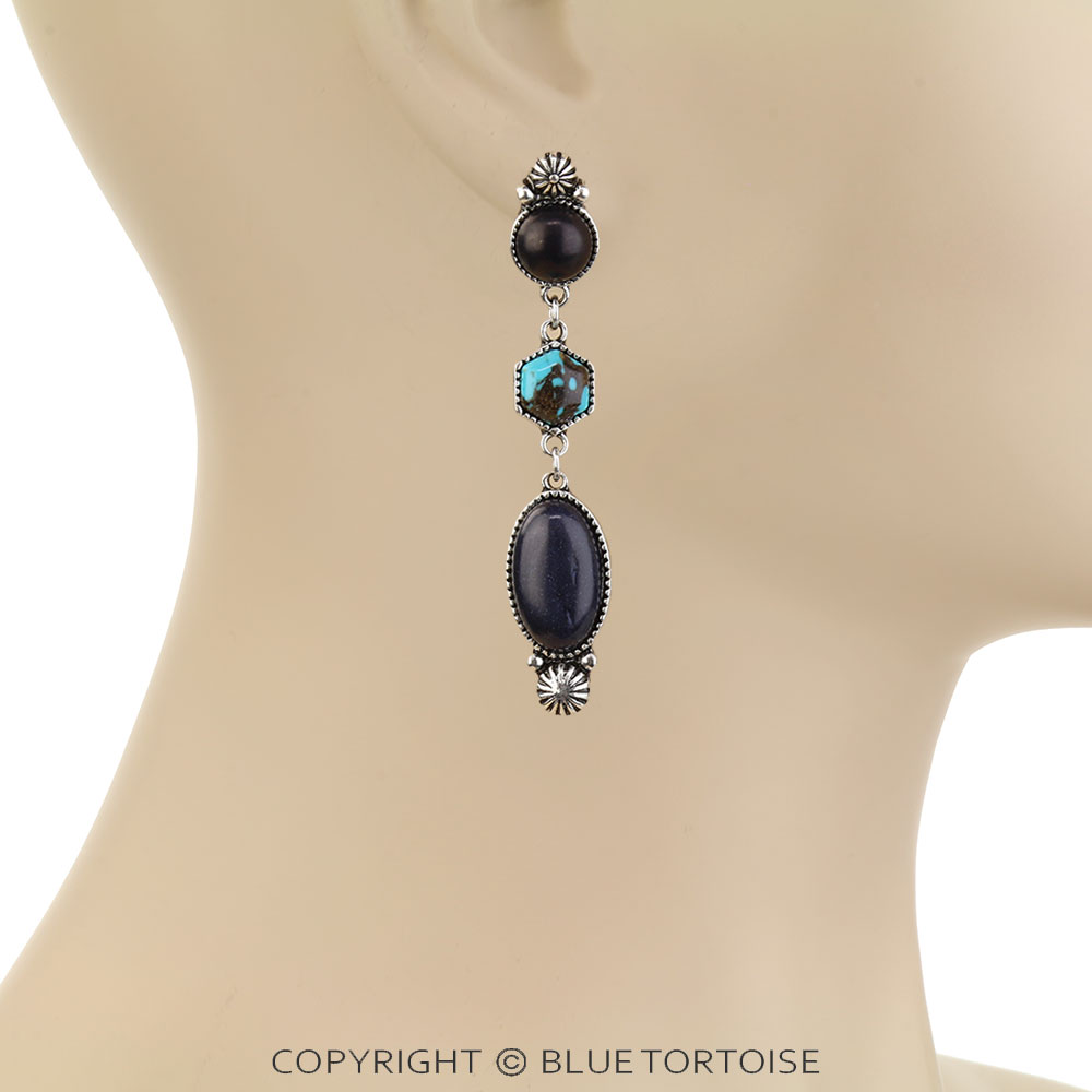 Western Stone Drop Stud Earrings - Image 2