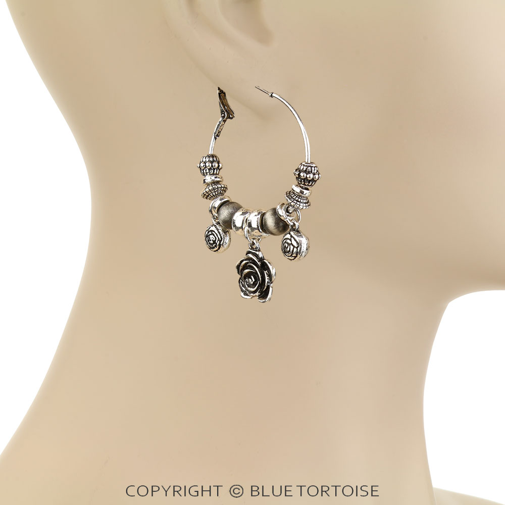 Western Rose Hoop Earrings - Image 2