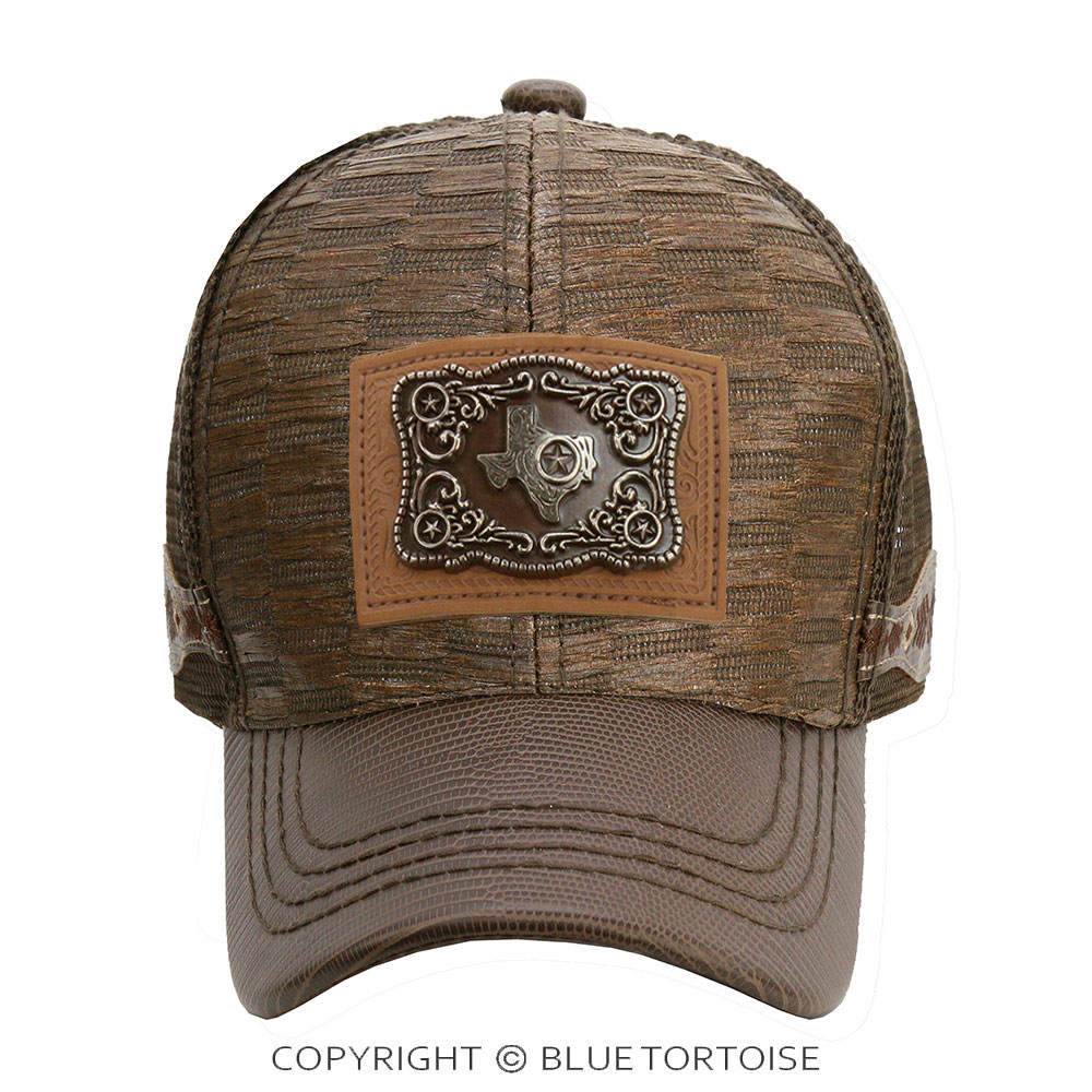 Texas Map Patch Straw Side Band Cap
