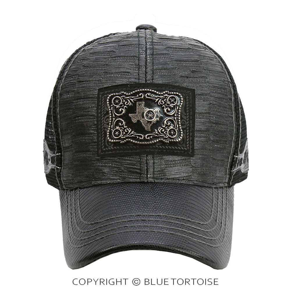 Texas Map Patch Straw Side Band Cap