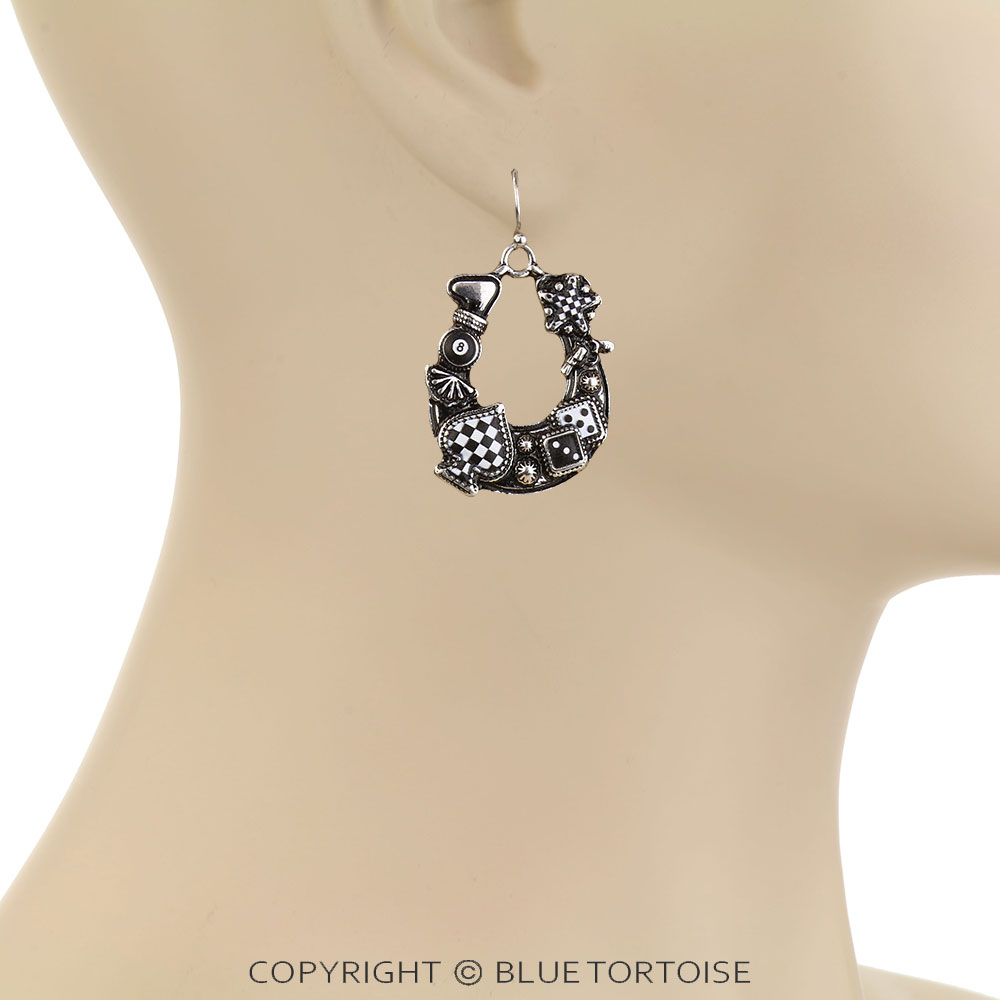 Western Horseshoe Gamble Dangle Earrings - Image 2
