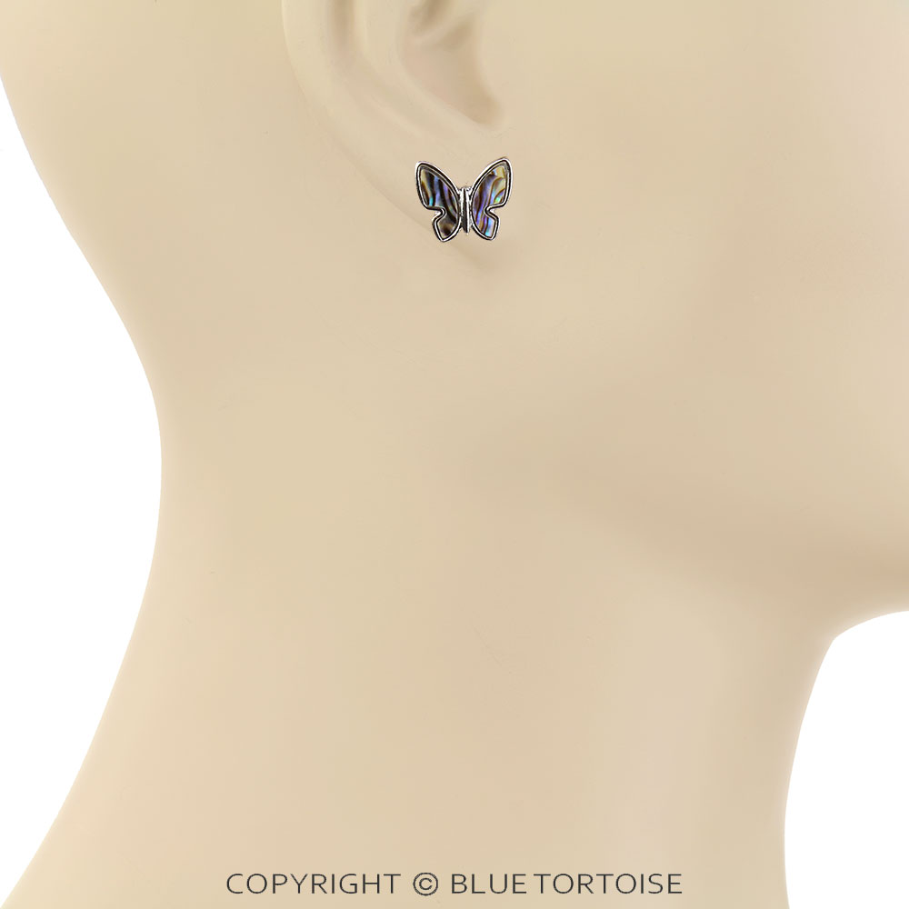 Mother of Pearl Butterfly Stud Earrings - Image 2