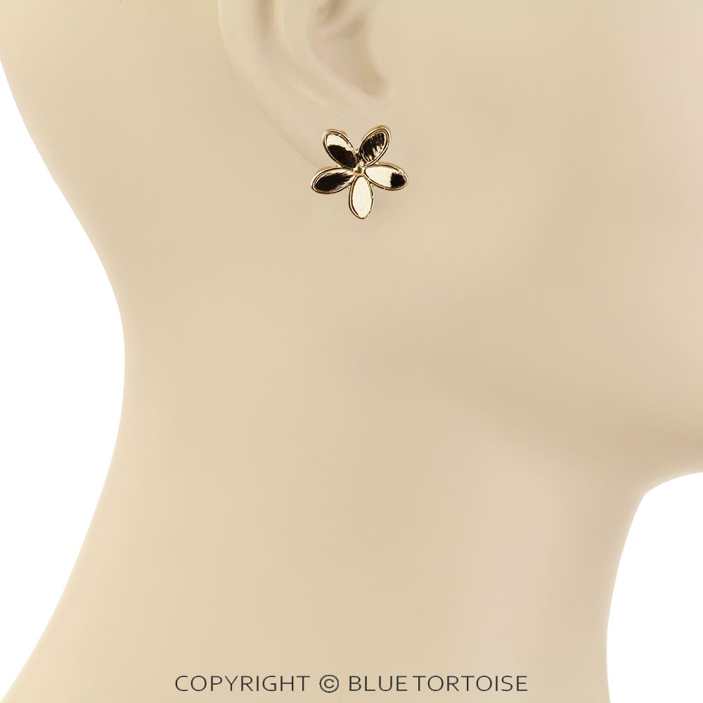 Cowhide Flower Stud Earrings - Image 2