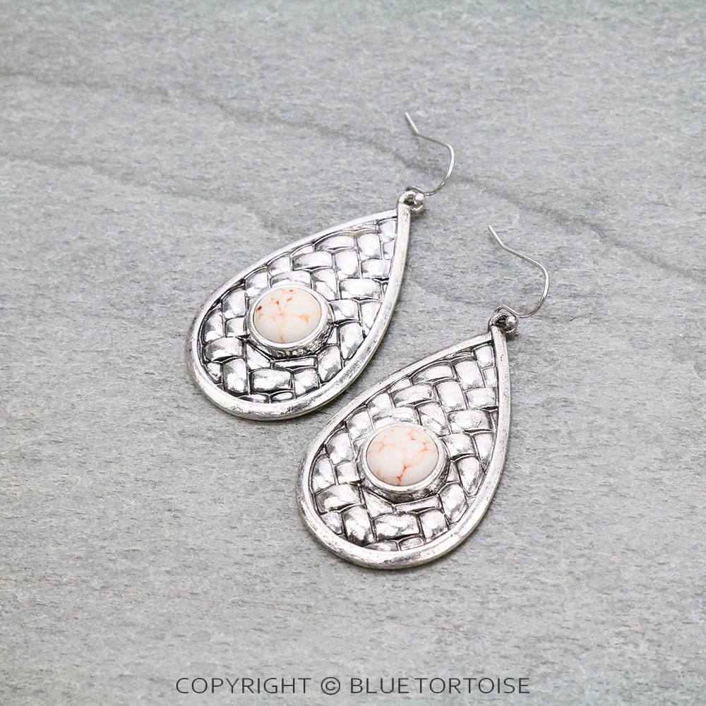 Teardrop Stone Dangle Earrings
