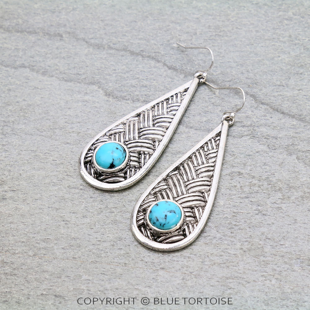 Teardrop Stone Dangle Earrings