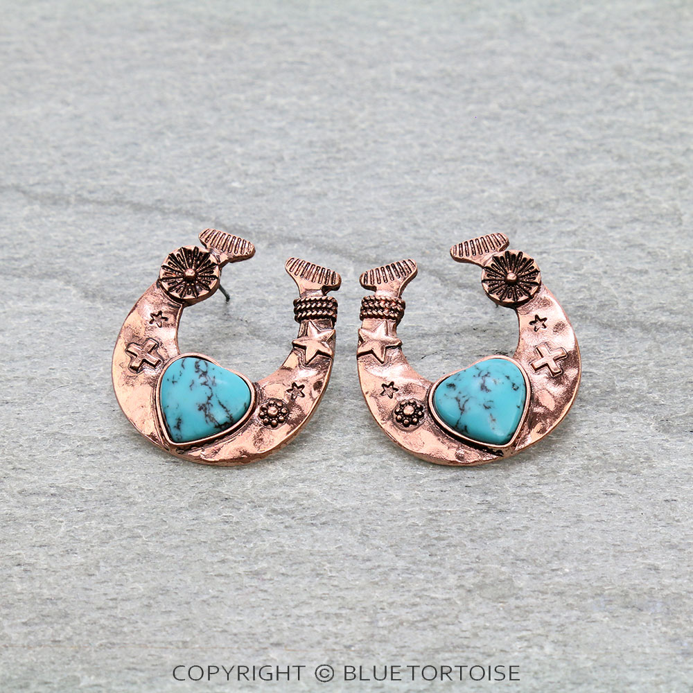 Western Horseshoe Stone Stud Earrings