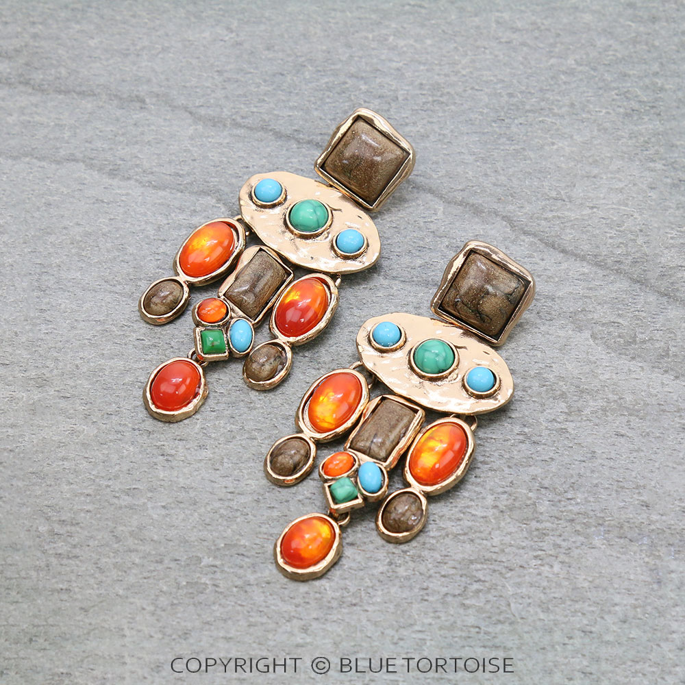 Fashion Multi Stone Stud Earrings
