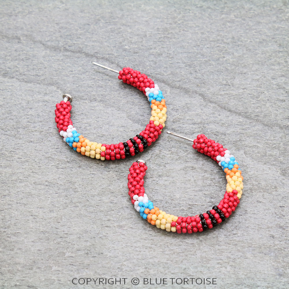 Seed Bead Hoop Earrings