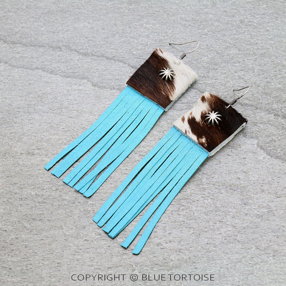 Genuine Leather with Tassel Fringe Dangle Earrings