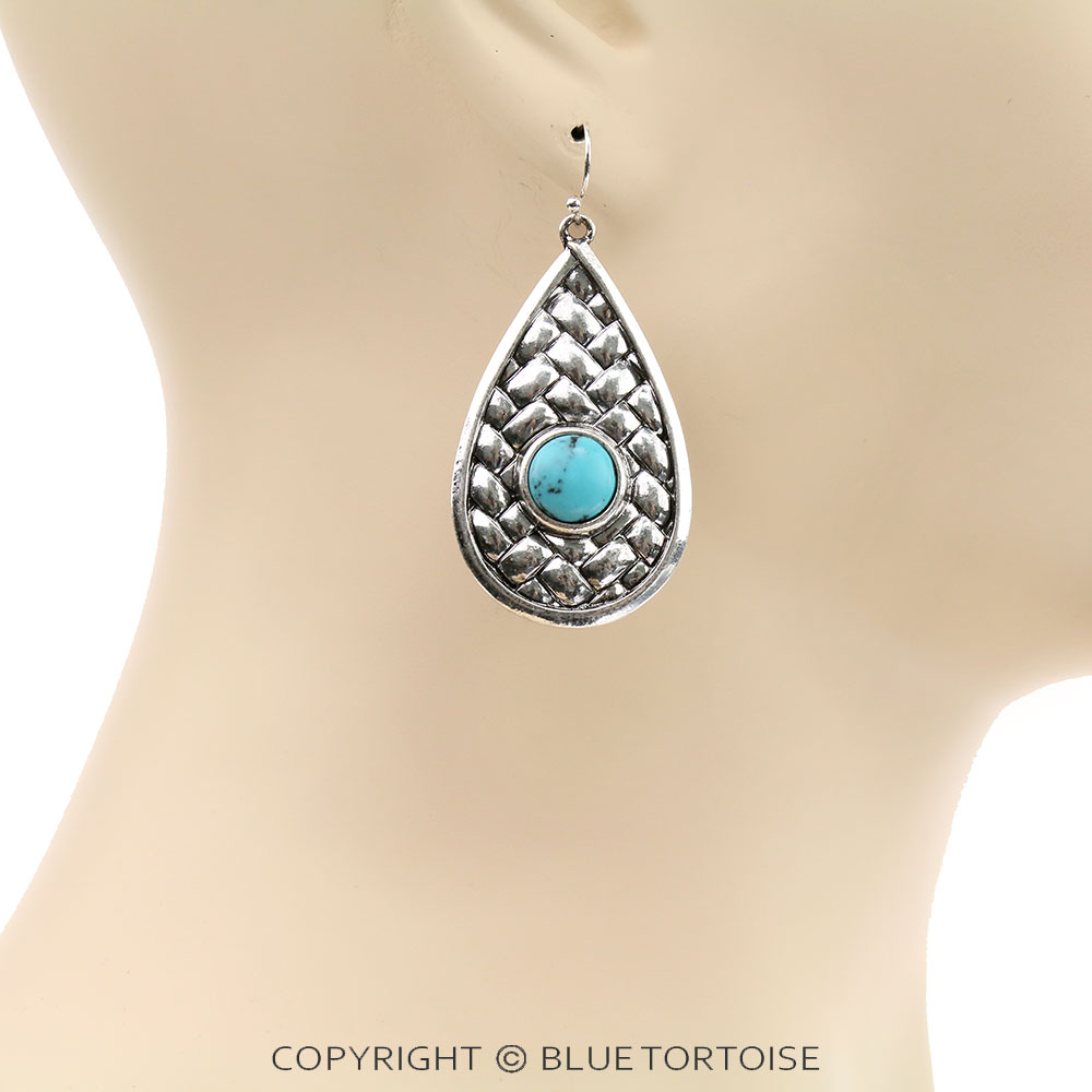 Teardrop Stone Dangle Earrings - Image 2