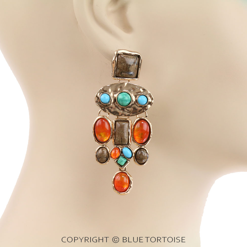 Fashion Multi Stone Stud Earrings - Image 2